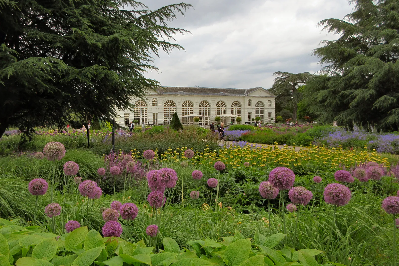 The Orangery at Kew Gardens, seen across the Broad Walk in summer